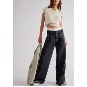Free People Super Sweeper Jeans Black sz XS